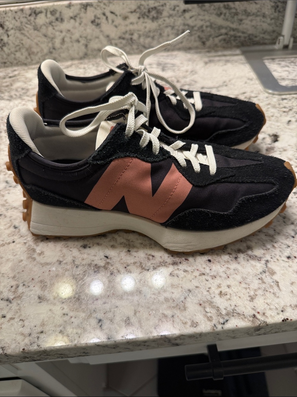 New Balance Women's Black Sneakers with Pink Accent